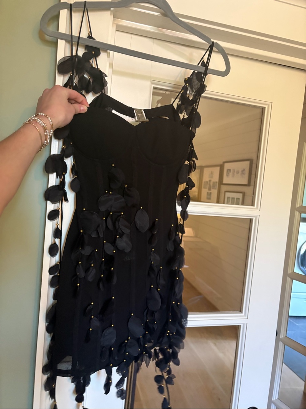 ASOS Black Strapless Mini Dress with Petal Details - Picture 2 of 2